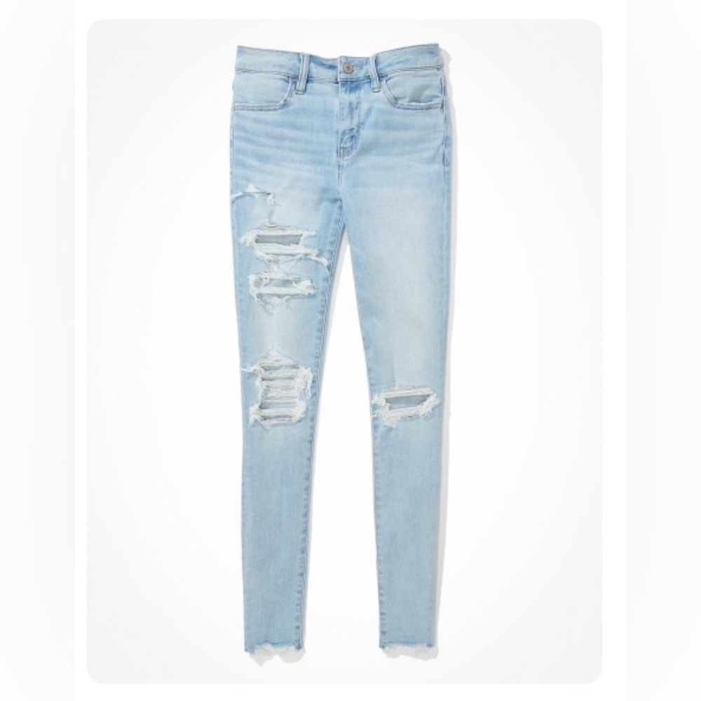 American Eagle Outfitters Light Blue Ripped Skinny Jeans